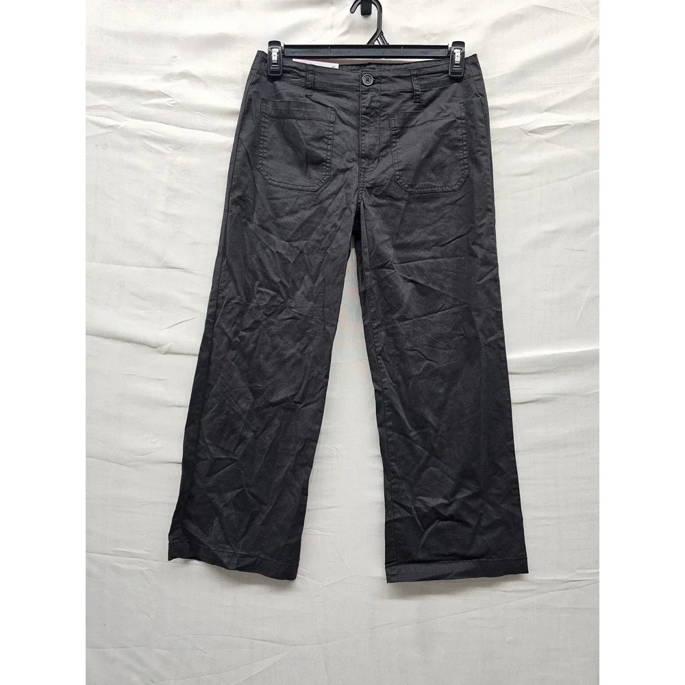 Social Standard by Sanctuary Womens Crop Pants Black Cotton Blend Casual Size 6